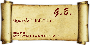 Gyuró Béla névjegykártya